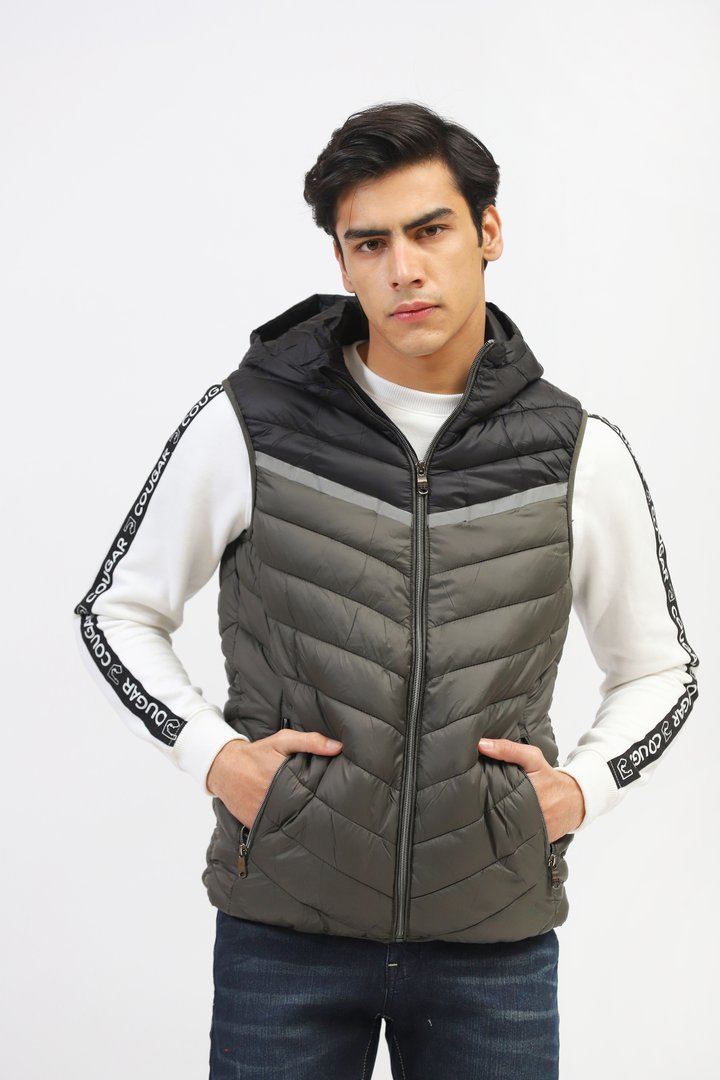 Two Color Sleeveless Puffer Jacket